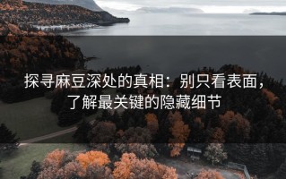 探寻麻豆深处的真相：别只看表面，了解最关键的隐藏细节