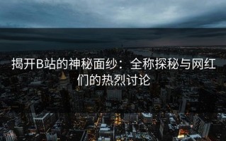 揭开B站的神秘面纱：全称探秘与网红们的热烈讨论