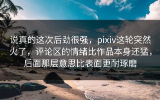 说真的这次后劲很强，pixiv这轮突然火了，评论区的情绪比作品本身还猛，后面那层意思比表面更耐琢磨