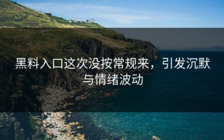 黑料入口这次没按常规来，引发沉默与情绪波动