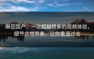 麻豆国产：一次超越想象的视频体验，细节点燃节奏，让你重温过去