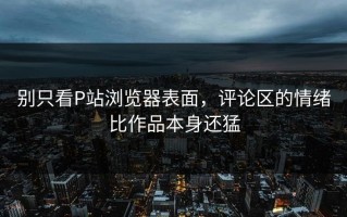 别只看P站浏览器表面，评论区的情绪比作品本身还猛