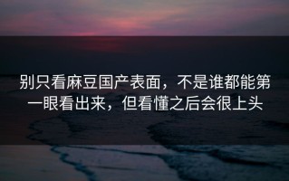别只看麻豆国产表面，不是谁都能第一眼看出来，但看懂之后会很上头
