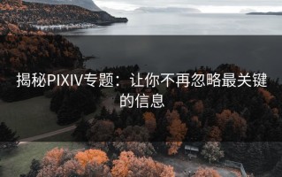 揭秘PIXIV专题：让你不再忽略最关键的信息