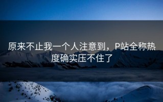 原来不止我一个人注意到，P站全称热度确实压不住了