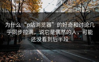 为什么“p站浏览器”的好奇和讨论几乎同步拉满，说它是偶然的人，可能还没看到后半段