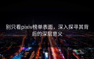 别只看pixiv榜单表面，深入探寻其背后的深层意义