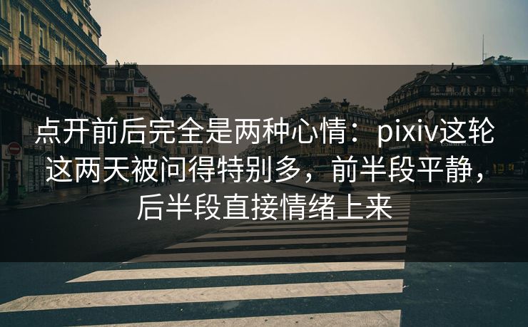 点开前后完全是两种心情：pixiv这轮这两天被问得特别多，前半段平静，后半段直接情绪上来-第1张图片-p站助手短视频 - p站搬运工影视网